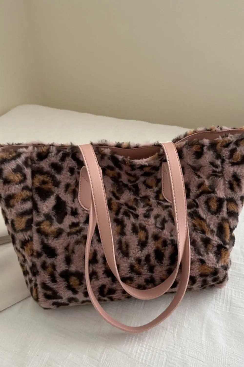 Leopard Fluff Tote Bag - Trendsi
