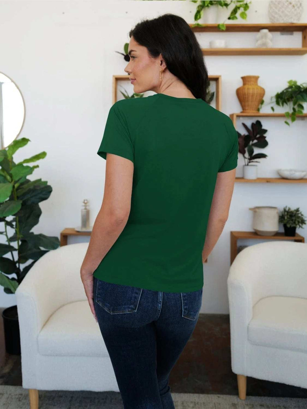 Round Neck Short Sleeve T-Shirt - Trendsi - Flyclothing LLC