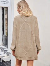 Cable-Knit Long Sleeve Cardigan - Trendsi - Flyclothing LLC