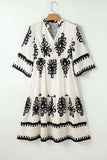 Printed Half Sleeve Knee Length Dress - Trendsi - Flyclothing LLC