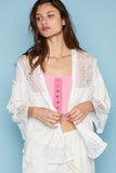 POL Open Front Lace Detail Cardigan - Trendsi