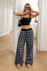 Plaid Wide Leg Pants - Trendsi