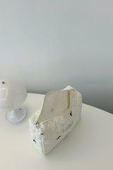 Bow Embroidered Quilted Storage Bag - Trendsi