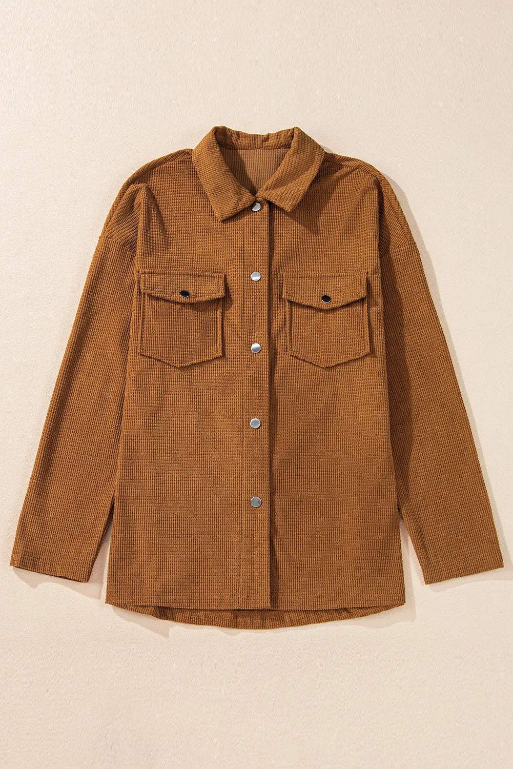 Pocketed Snap Down Long Sleeve Jacket - Trendsi - Flyclothing LLC