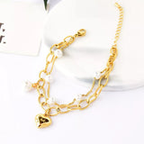 18K Gold-Plated Heart Charm Bracelet - Trendsi - Flyclothing LLC