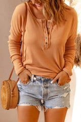 Double Take Full Size Half Button Drop Shoulder T-Shirt - Trendsi - Flyclothing LLC