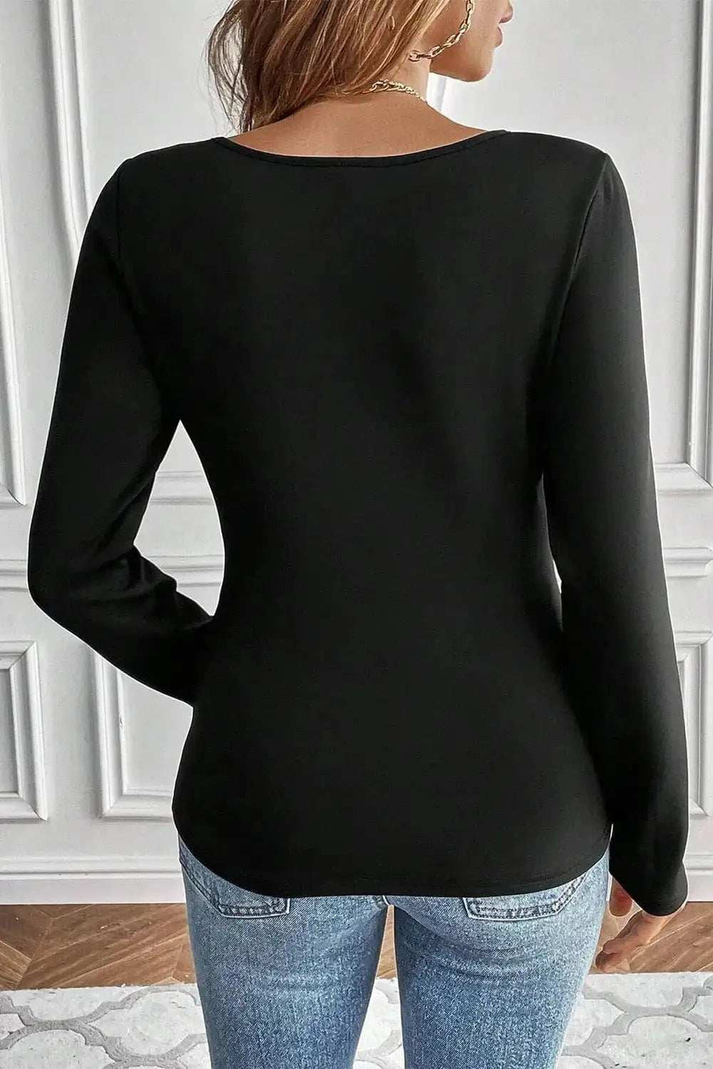 Round Neck Long Sleeve Top - Trendsi - Flyclothing LLC