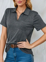 Johnny Collar Short Sleeve Top - Trendsi - Flyclothing LLC