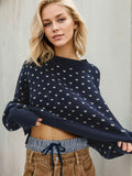 Heart-Patterned Round Neck Sweater - Trendsi - Flyclothing LLC