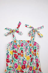 Floral Knotted Straps Cinched Waist Ruffle Hem Mini Dress - Trendsi - Flyclothing LLC