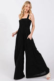 SAGE+FIG Smocked Flowy Wide Leg Jumpsuit - Trendsi