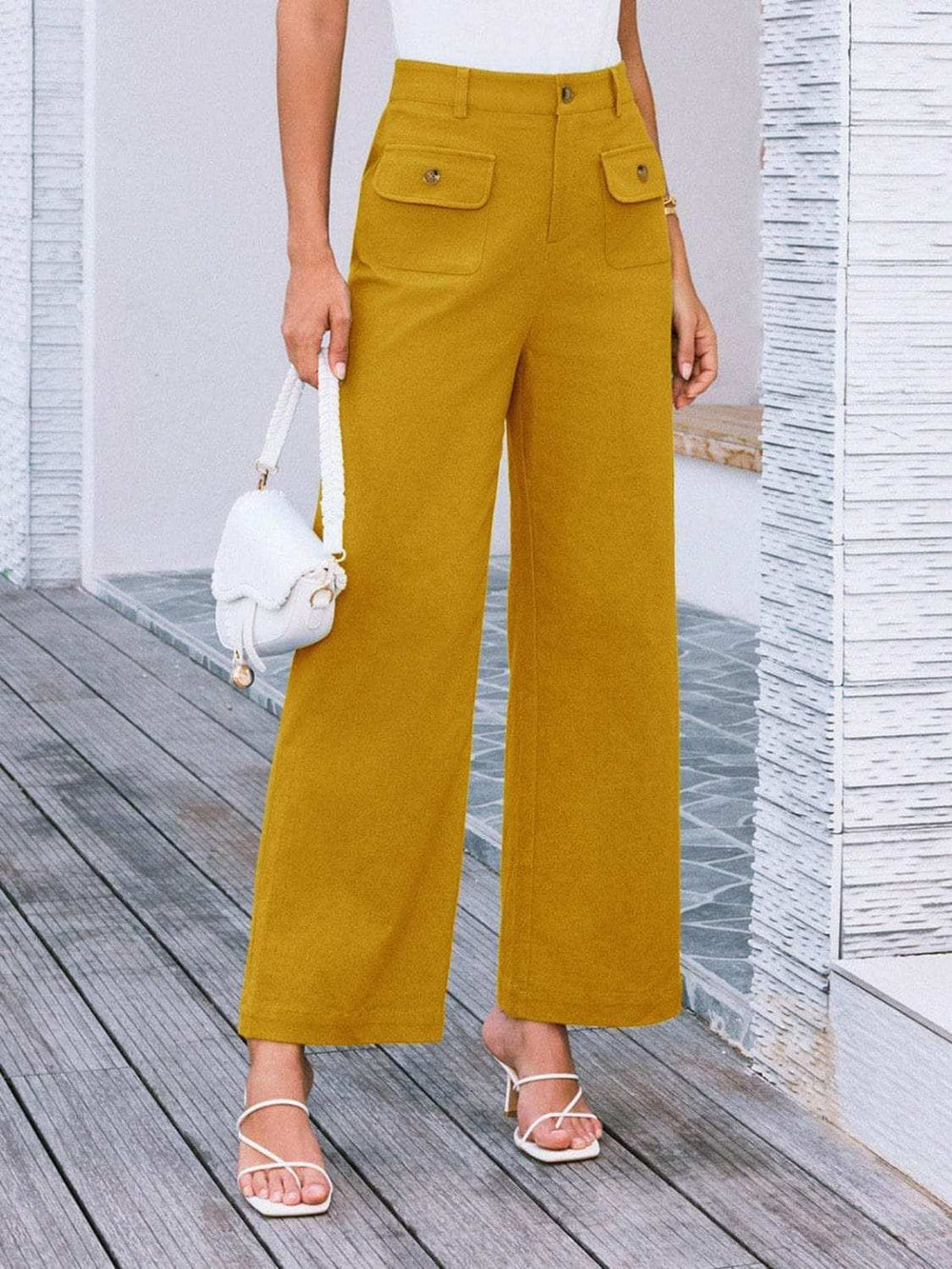 High Waist Wide Leg Pants - Trendsi - Flyclothing LLC
