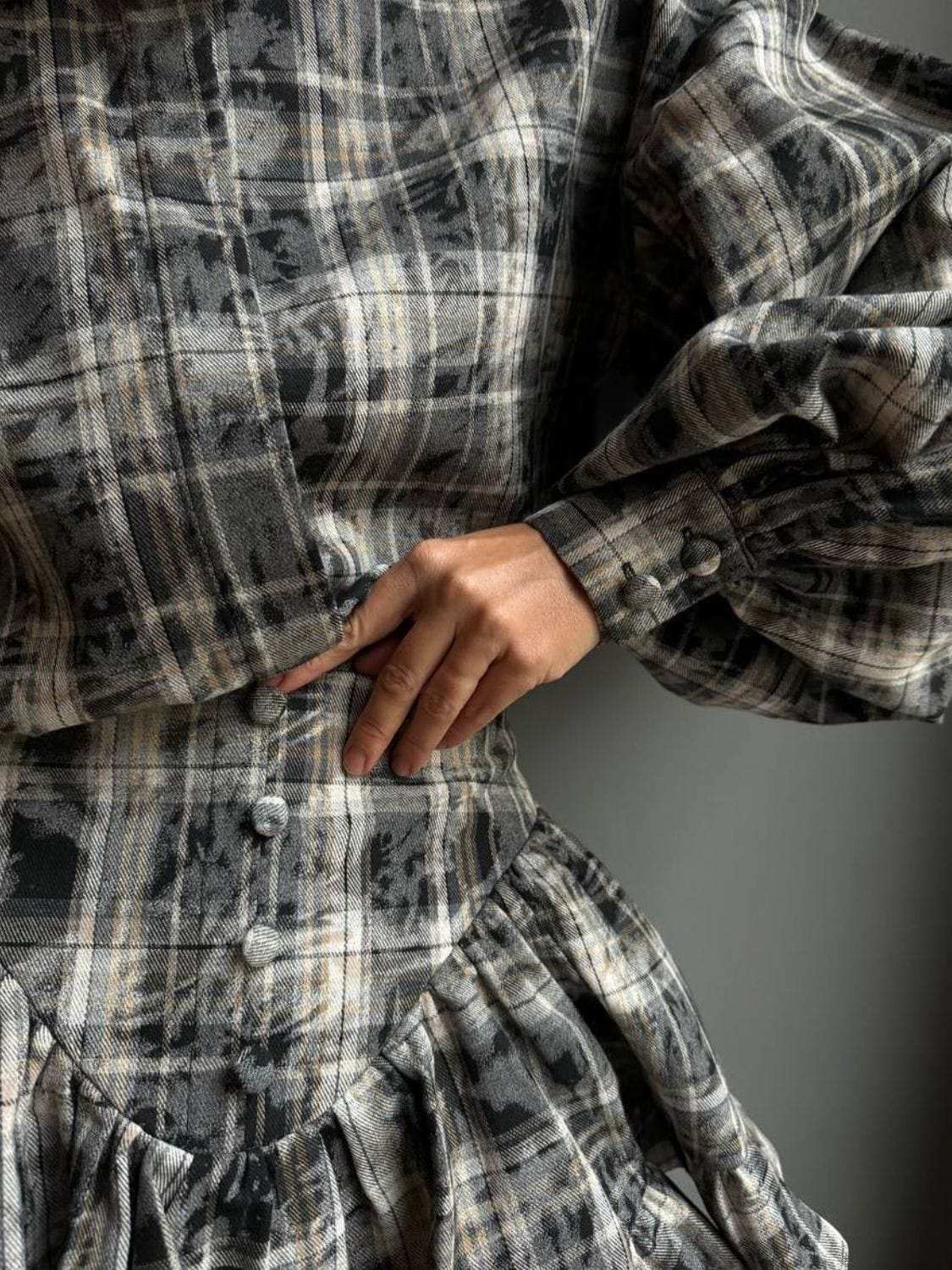 Lantern Sleeve Shirt and Ruffled Skirt Set - Trendsi - Flyclothing LLC