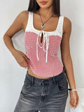 Perfee Contrast Plaid Square Neck Tank - Trendsi