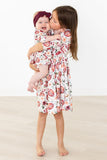 Footballs & Flowers 3/4 Sleeve Pocket Twirl Dress - Mila & Rose ®