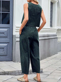 Lovelet Plaid Round Neck Sleeveless Top and Pants Set - Trendsi - Flyclothing LLC