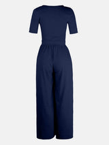 Scoop Neck Short Sleeve Jumpsuit - Trendsi - Flyclothing LLC