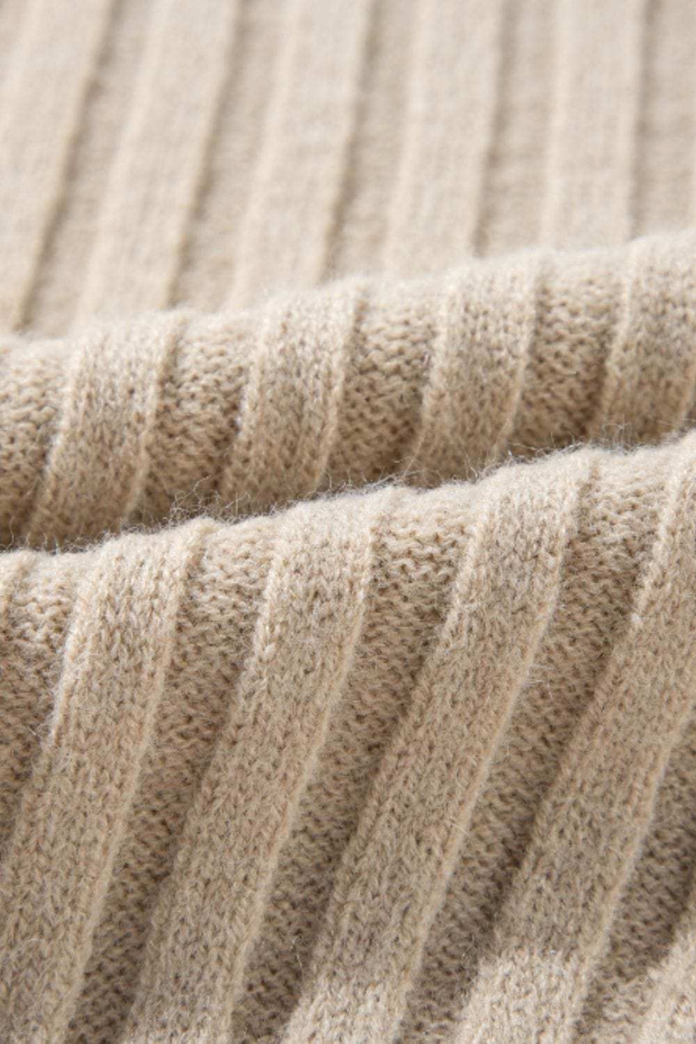 Cable-Knit Color Block Round Neck Sweater - Trendsi - Flyclothing LLC