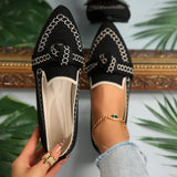 knitted Slip-On Flats with Bow - Trendsi