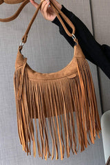 Suede Fringe Adjustable Strap Shoulder Bag - Trendsi - Flyclothing LLC