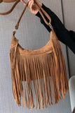 Suede Fringe Adjustable Strap Shoulder Bag - Trendsi - Flyclothing LLC