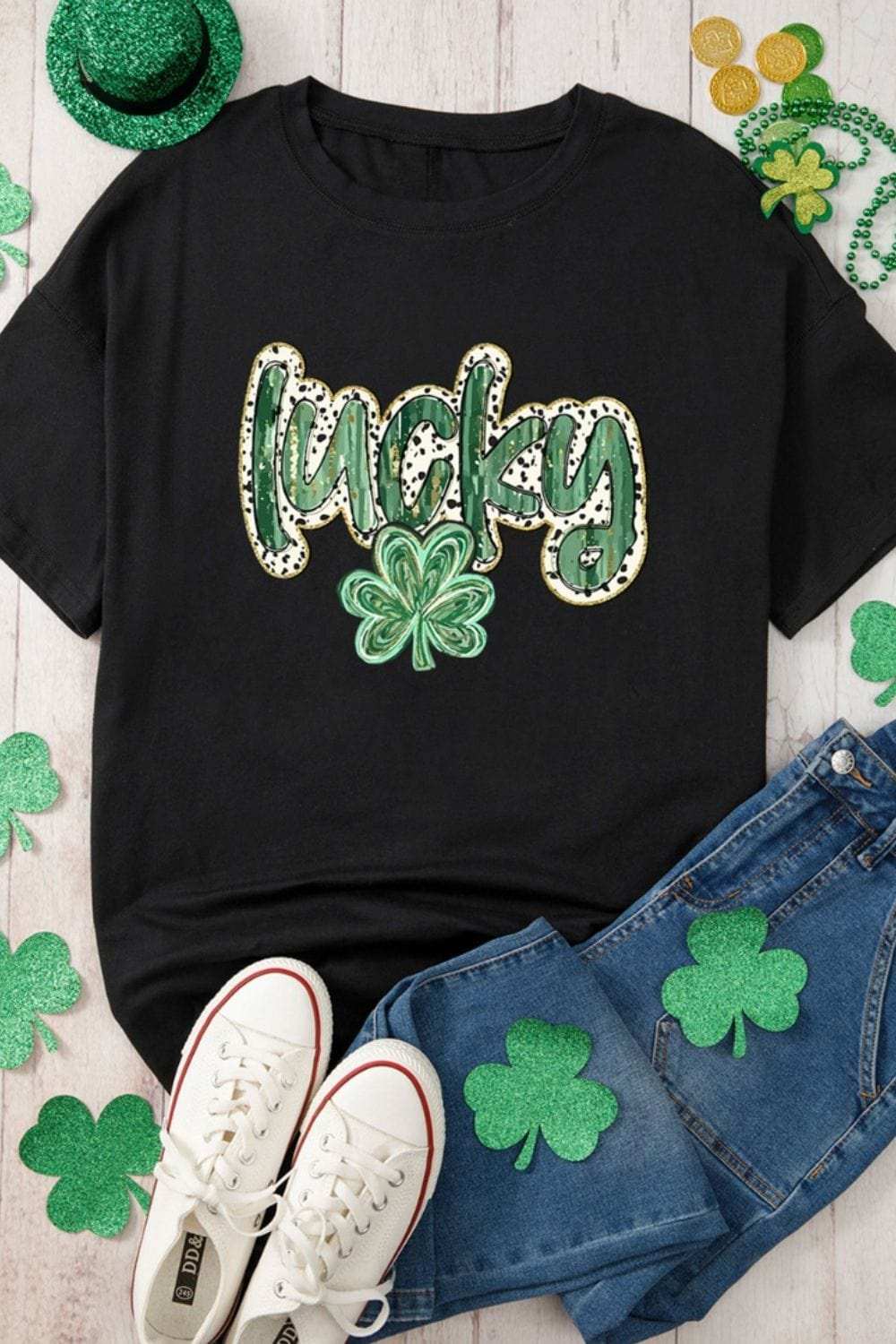 Lucky Clover Graphic T-Shirt - Trendsi - Flyclothing LLC