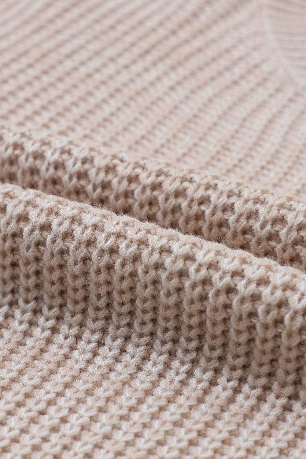 Cable-Knit Round Neck Dropped Shoulder Sweater - Trendsi - Flyclothing LLC