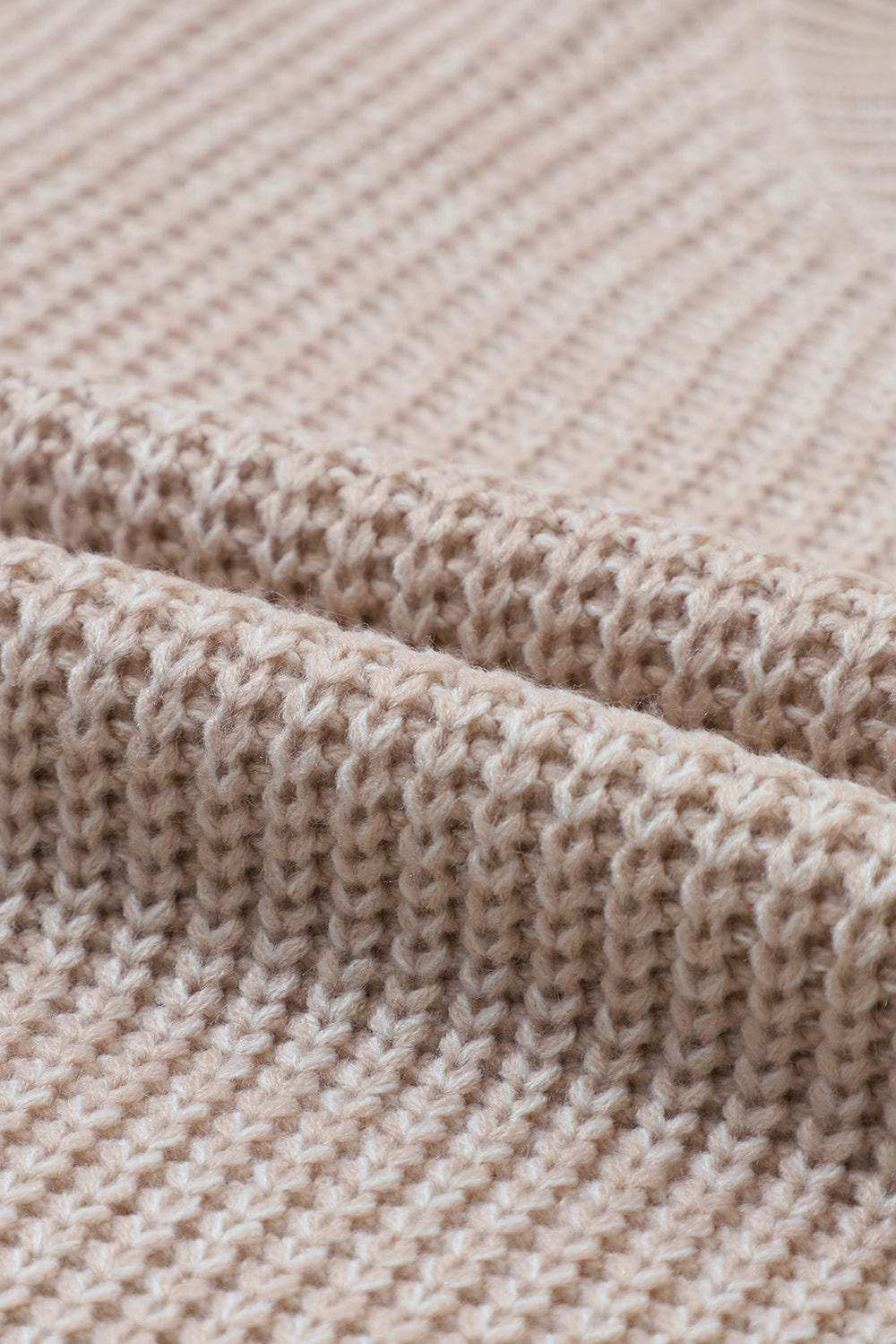 Cable-Knit Round Neck Dropped Shoulder Sweater - Trendsi - Flyclothing LLC