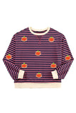 Pumpkin Striped Long Sleeve Sweatshirt - Trendsi - Flyclothing LLC