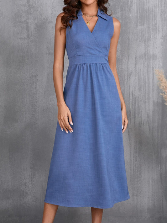 Ruched Sleeveless Midi Dress - Trendsi