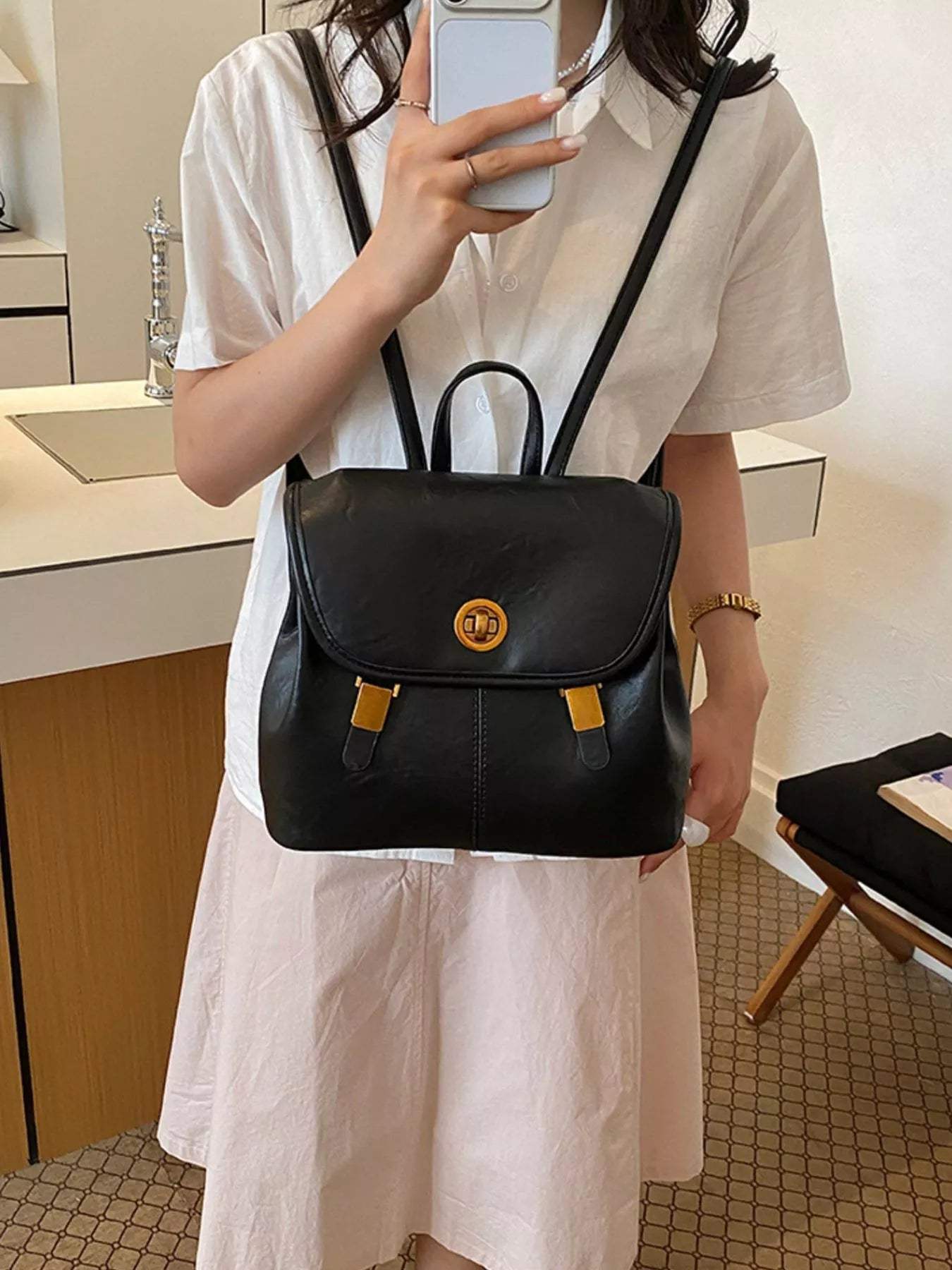 PU Leather Backpack Bag - Trendsi - Flyclothing LLC