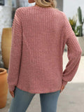 Decor Button Long Sleeve Ribbed T-Shirt - Trendsi - Flyclothing LLC