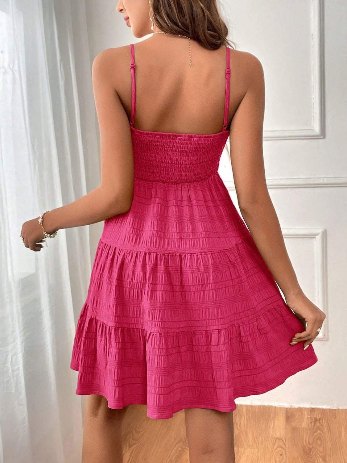 Tiered Smocked Square Neck Cami Dress - Trendsi - Flyclothing LLC