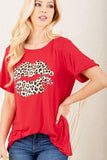 Heimish Full Size Leopard Lip Round Neck Short Sleeve T-Shirt Plus Size - Trendsi
