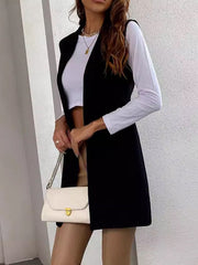 Open Front Longline Vest Coat - Trendsi