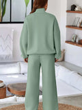 Drop Shoulder Zip Up Jacket and Drawstring Pants Active 2pcs Set - Trendsi - Flyclothing LLC