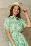 Davi & Dani Checkered Puff Sleeve Tiered Shirt Dress - Trendsi - Flyclothing LLC