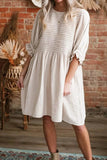 Textured Ruffled Puff Sleeve Loose Dress - Trendsi