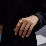 18K Gold-Plated Rhinestone Open Ring - Trendsi - Flyclothing LLC