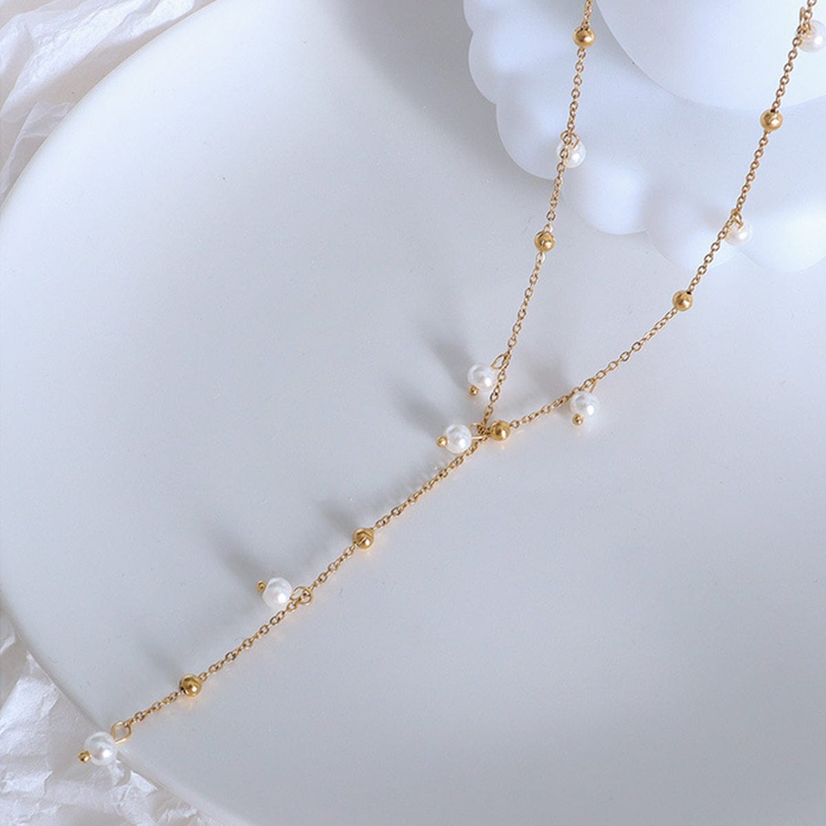 18K Gold-Plated Pearl Drop Necklace - Trendsi