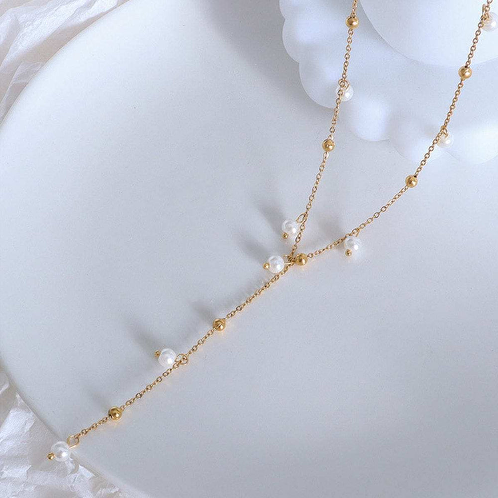 18K Gold-Plated Pearl Drop Necklace - Trendsi - Flyclothing LLC