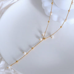 18K Gold-Plated Pearl Drop Necklace - Trendsi