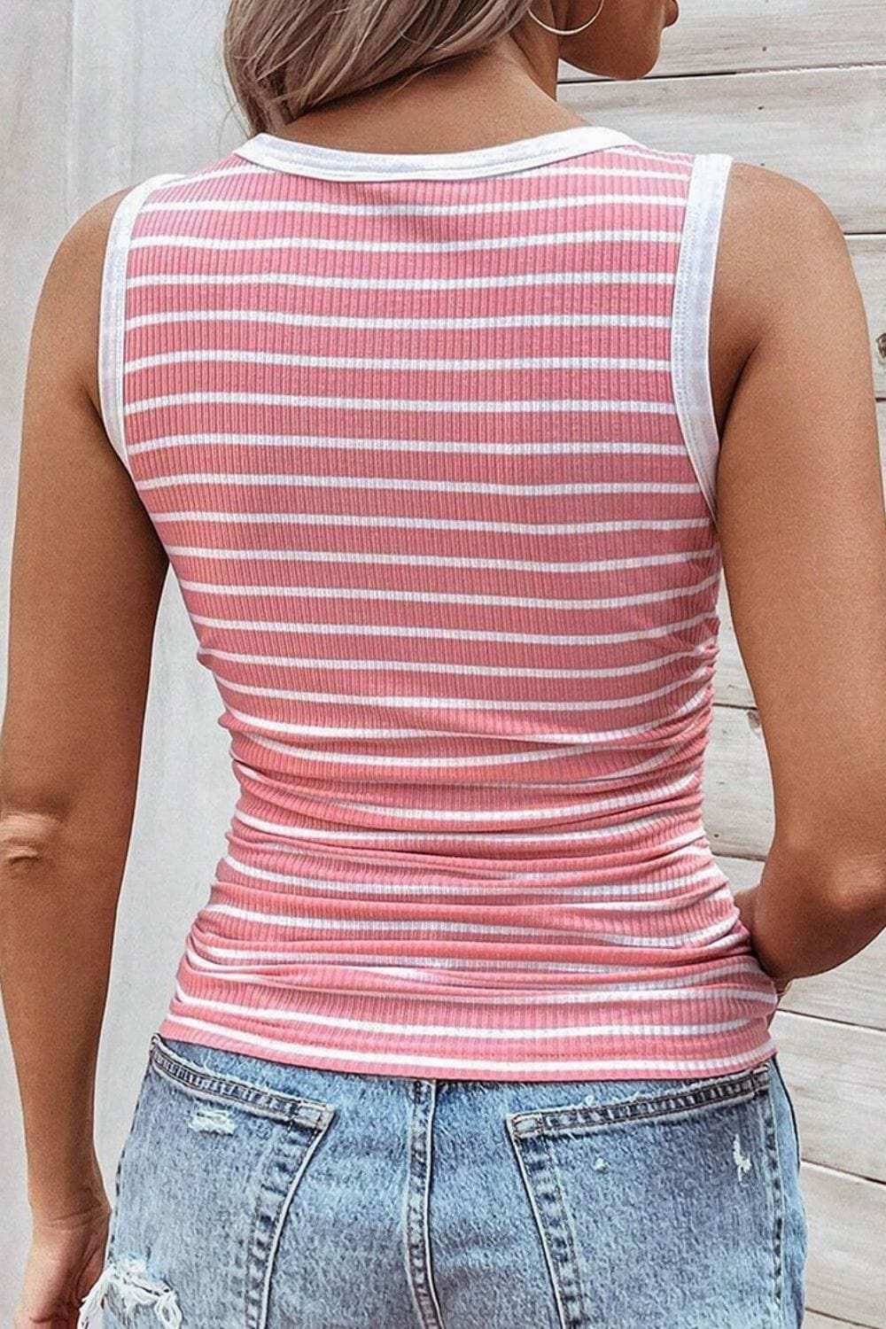 Striped Round Neck Tank - Trendsi - Flyclothing LLC