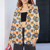 Baha Ranch Colores de Mexico Blue Yellow Mexican Floral Blazer