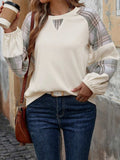 Perfee Plaid Round Neck Long Sleeve Sweatshirt - Trendsi - Flyclothing LLC