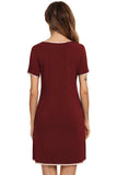 Contrast Trim Pocketed Round Neck Lounge Dress - Trendsi - Flyclothing LLC