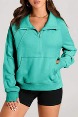 Half Zip Long Sleeve Sweatshirt - Trendsi - Flyclothing LLC