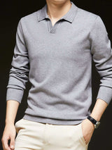 Men's Full Size Collared Neck Long Sleeve Polo Plus Size - Trendsi - Flyclothing LLC