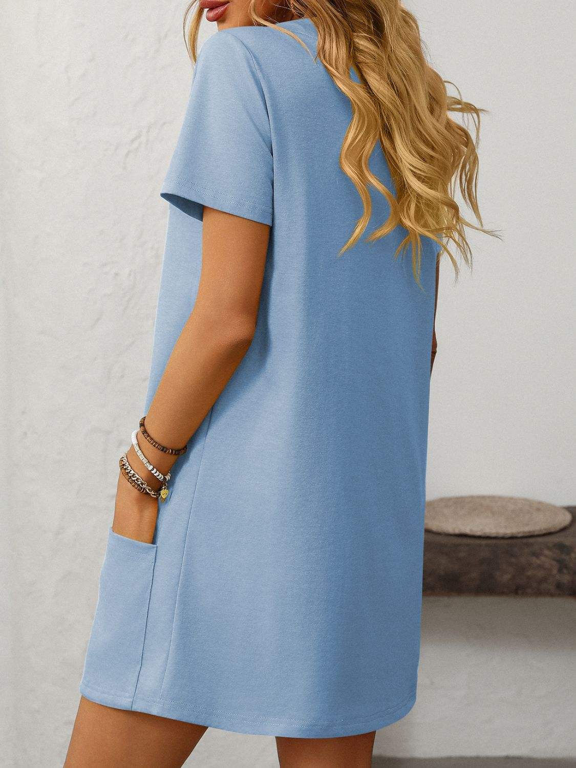 Mandy Square Neck Short Sleeve Mini Dress - Trendsi - Flyclothing LLC