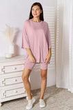 Basic Bae Full Size Soft Rayon Three-Quarter Sleeve Top and Shorts Set - Trendsi - Flyclothing LLC